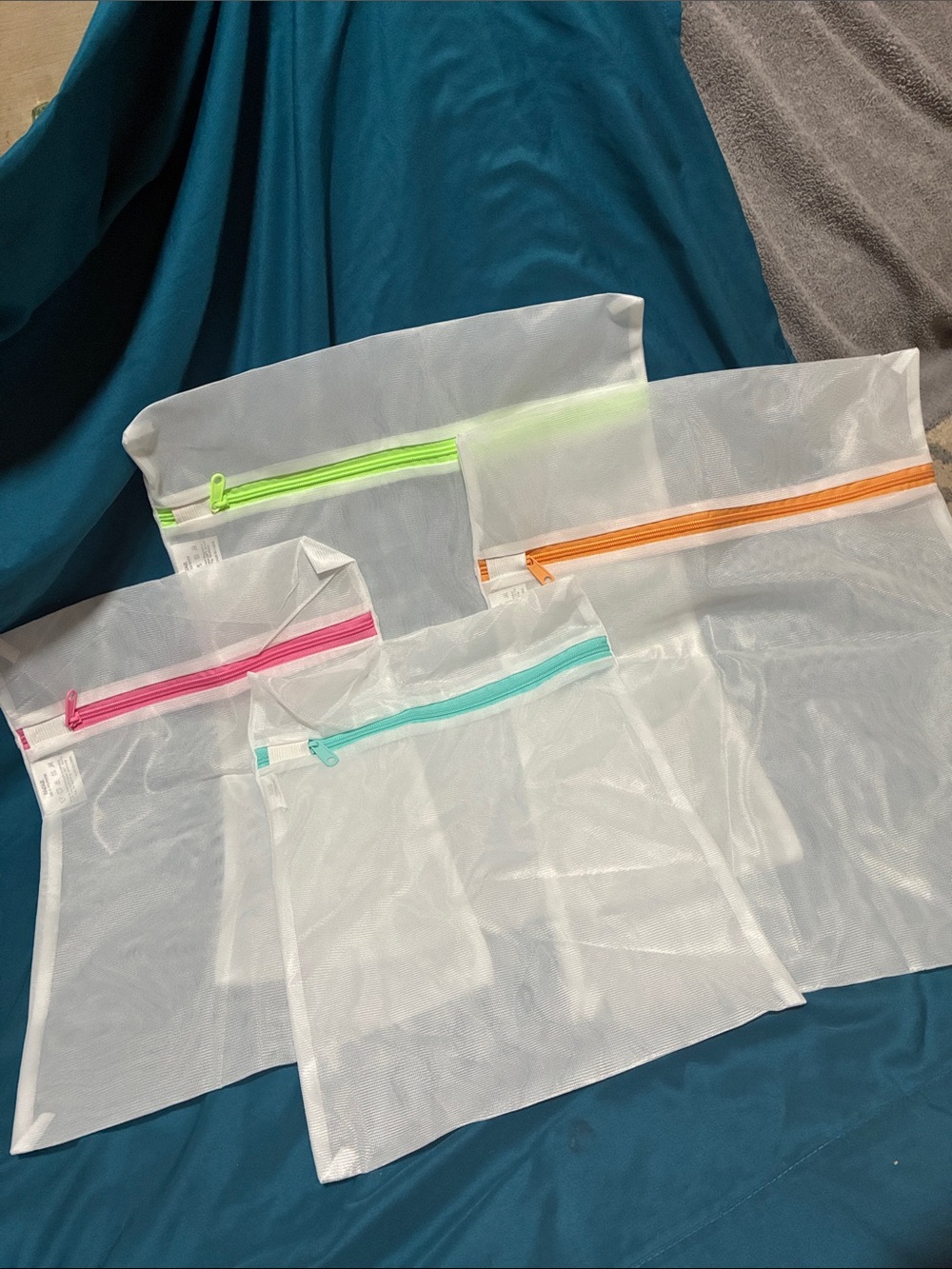 Mesh Laundry Bags with Bright Neon Zippers